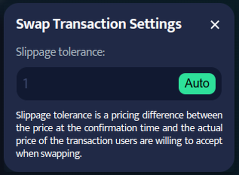 swap transaction settings